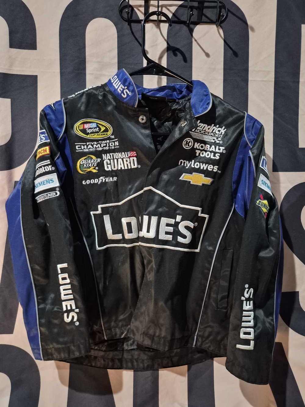 Chase Authentics Kids Lowe's Racing Puffer Jacket in Black & Blue Jimmy Johnson